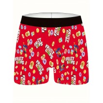 1pc Men's Plus Size Food Graphic Boxer Briefs - Breathable And Comfy Sports Trunks