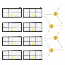Pack of 12 Replacement Accessories Kit for iRobot Roomba 800 & 900 Series 805 860 861 864 866 870 880 890 891 894 960 961 964 966 980 Vacuum Cleaner-- 4 Side Brushes + 8 HEPA Filters
