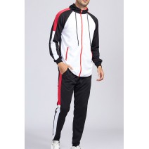 Men's Hooded Color Block Sweatshirt Sports Suit