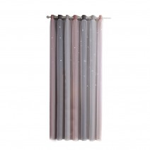 Star Curtains Stars Blackout Curtains for Kids Girls Bedroom Living Room Colorful Double Layer Star Window Curtains, 1 Panels (53''W x 63''L，Grey)